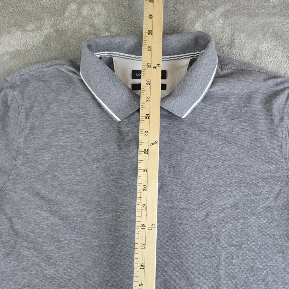 Banana Republic Polo Shirt Mens XL Gray Standard Fit Short Sleeve Casual Rugby